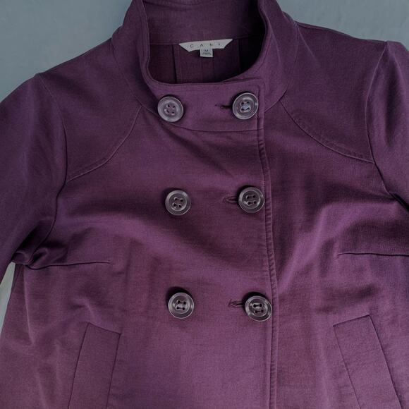 Cabi Double-Breasted Cropped Fall Swing Stand Collar Jacket Women M Purple Plum - Picture 10 of 14